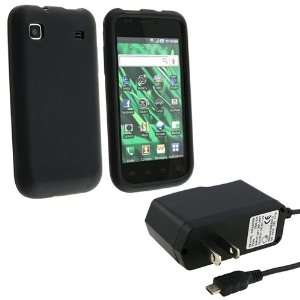   Galaxy S Black Silicone Gel Case + Micro Usb Wall Charger Electronics