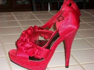NEW Delicious 6 heels 1 1/2 platform Satin Red Shoes  