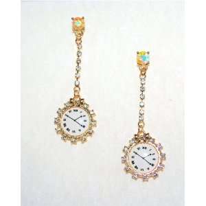 Betsey Johnson Dangle Clock Watch Earrings