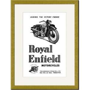  Gold Framed/Matted Print 17x23, Royal Enfield Motorcycles 