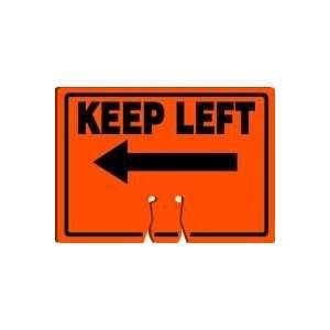 Traffic Cone Top Warning Sign in Orange   KEEP LEFT w/ Arrow