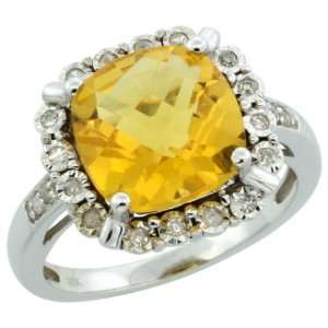   Carats 10mm Cushion Cut Citrine Stone, 9/16 in. (14mm) wide, size 8.5