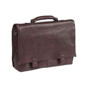  Clava Leather Tuscan Flap 15 Inch Laptop Briefcase in Cafe 