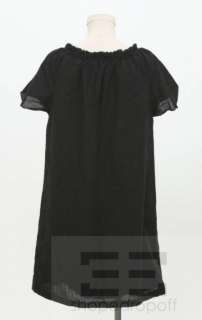 Tibi Black Cotton & Eyelet Cap Sleeve Shift Dress Size Large  