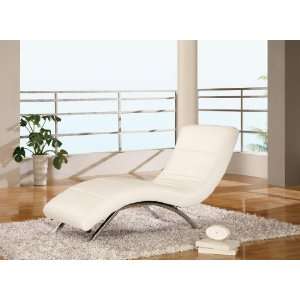    Global Furniture Modern White Leather Chaise