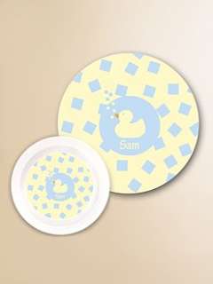 Preppy Plates   Personalized Plate & Bowl Set/Confetti Duck