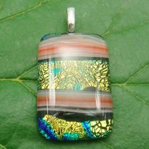 Rectangle Lampwork Murano Glass Pendant Jewelry Colour Foils Design 30 