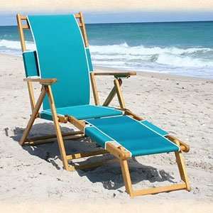  Beach Chair w/ Leg Rest   Walnut Brown