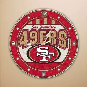  San Fransisco 49ers 12 inch Art Glass Clock   NFL Sports 