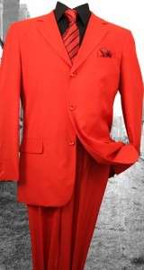   basic solid red ~2 piece 3 button~poly poplin~mens suit~ New with tags