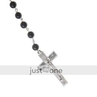 Beckham Rosary Necklace Black Bead with Cross Charm Hot  