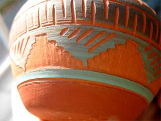 Navajo Pottery Pot Etched Incised Signed T. W / K. M.  