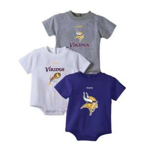 Minnesota Vikings Newborn Boys 0 3 Month 3 piece Bodysuit Set  
