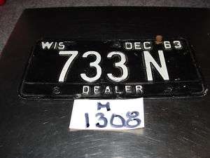 Vintage Wisconsin Dealer Dec.1963 License Plate 733N  