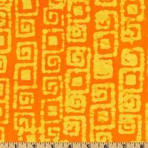  44 Wide Adana Batik Greek Key Orange/Yellow Fabric By 