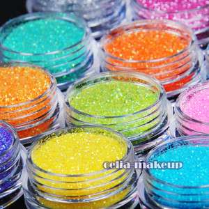 12 Color Shiny Glitter Nail Art Tool Kit Acrylic UV Powder Dust 