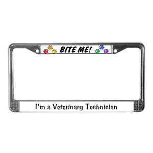 BITE ME design Alt. font Dog License Plate Frame by  