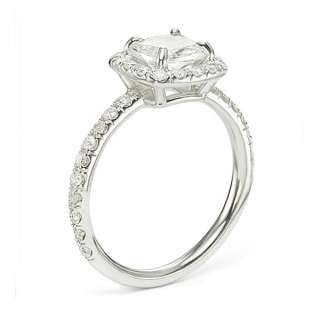   65 Carat Cushion Halo Diamond Engagement Ring GIA 18k White Gold F VS
