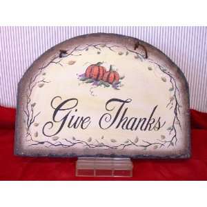  Give Thanks Slate Plaque Thanksgiving Pumpkin