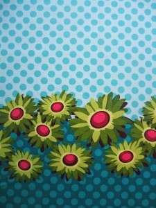 Michael Miller Double Border Daisy Turquoise Fabric Yd  