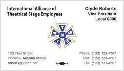 500 BUSINESS CARDS FOR IATSE STAGE HANDS/ UNION PRINTED  