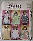 McCalls Sewing Pattern 3627 American Girl Doll Clothes 18 New