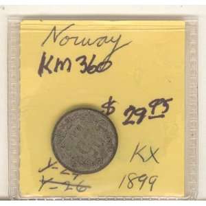 Norway 1899 25 Ore KM 360, , (2.4200 g., 0.6000 Silver, .0463 oz AGW 