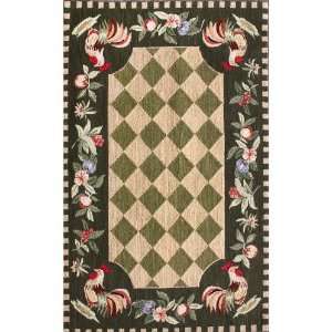  Country Floral Area Rugs Green 3 6 x 5 6 100% Wool 
