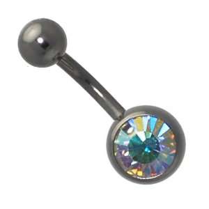  Lila Silver Crystal AB Surgical Steel Belly Bar Jewelry