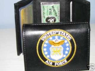 Mens Wallet Black Leather United States Air Force 95F11  