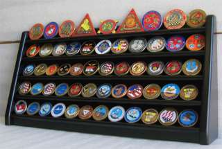 55 Challenge Coin 5 Row Chip Display Case Holder Rack Stand, Solid 