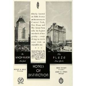  1931 Ad Savoy Plaza Hotel NYC Buildings Fifth Avenue Henry 