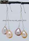 GW Fine 9 10mm pink AAA+ pearl earrings 925 silver  