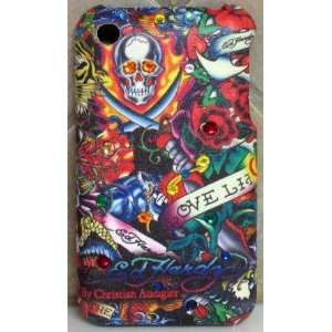 ED HARDY IPHONE CASE IPHONE 3G 3GS COVER W/ SWAROVSKI CRYSTAL TATTOO 
