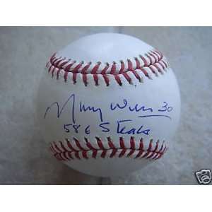 Autographed Maury Wills Baseball   586 Steals Official Ml  