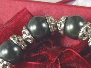 Bracelet 12mm Tahitian Black Shell Pearls w/ Bali Caps  