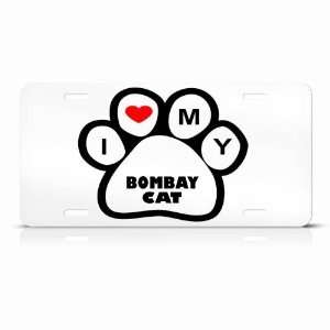 Bombay Cats White Novelty Animal Metal License Plate Wall Sign Tag