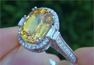 Estate 6.53 ct Natural Yellow Sapphire Diamond Engagement Ring 14k 