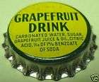 GRAPEFRUIT DRINK cork Soda CROWN, Bottle CAP Grn Yellow