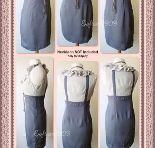 NWT Esley Dark/Light Gray Beaded Rosette Ruffle Contrast Suspenders 