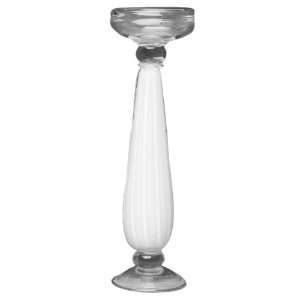  Milk Glass Pillar Candle Holder, 15 7/8 Inches Tall