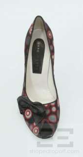 Marc Jacobs Black & Red Peep Toe Bow Trim Heels Size 9M  