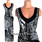 Women Slinky Knit Animal Print Leopard Zebra Tiger Maxi Dress Sz XL/1X 