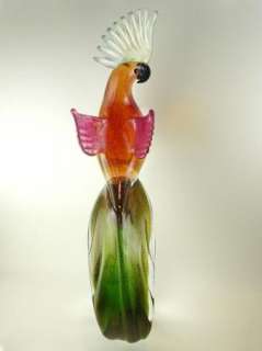 Vintage Murano Glass Bird Parrot McCaw Cockatoo Formia Italy Figurine 