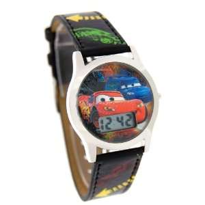  Disney Kids Cars Digital Black Leather Band Watch 41586A 