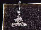 World of Outlaws sprint car dirt track auto racing jewelry belly ring