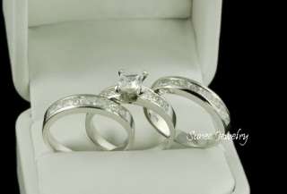 0ct Princess Cut Engagement Wedding Ring Set sz 12  