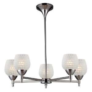 CELINA 5 LIGHT CHANDELIER IN POLISHED CHROME AND WHITE GLASS W28 H8 