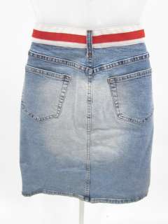 you are bidding on bluegirl jeans blue denim knee length patched skirt 