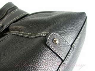 Tignanello Boldly Belted Leather Satchel Tote Purse Bag Black 